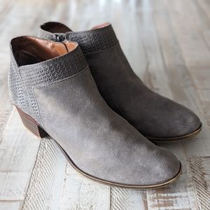 LUCKY BRAND Brintly Laser Cut Suede Booties, Size 10